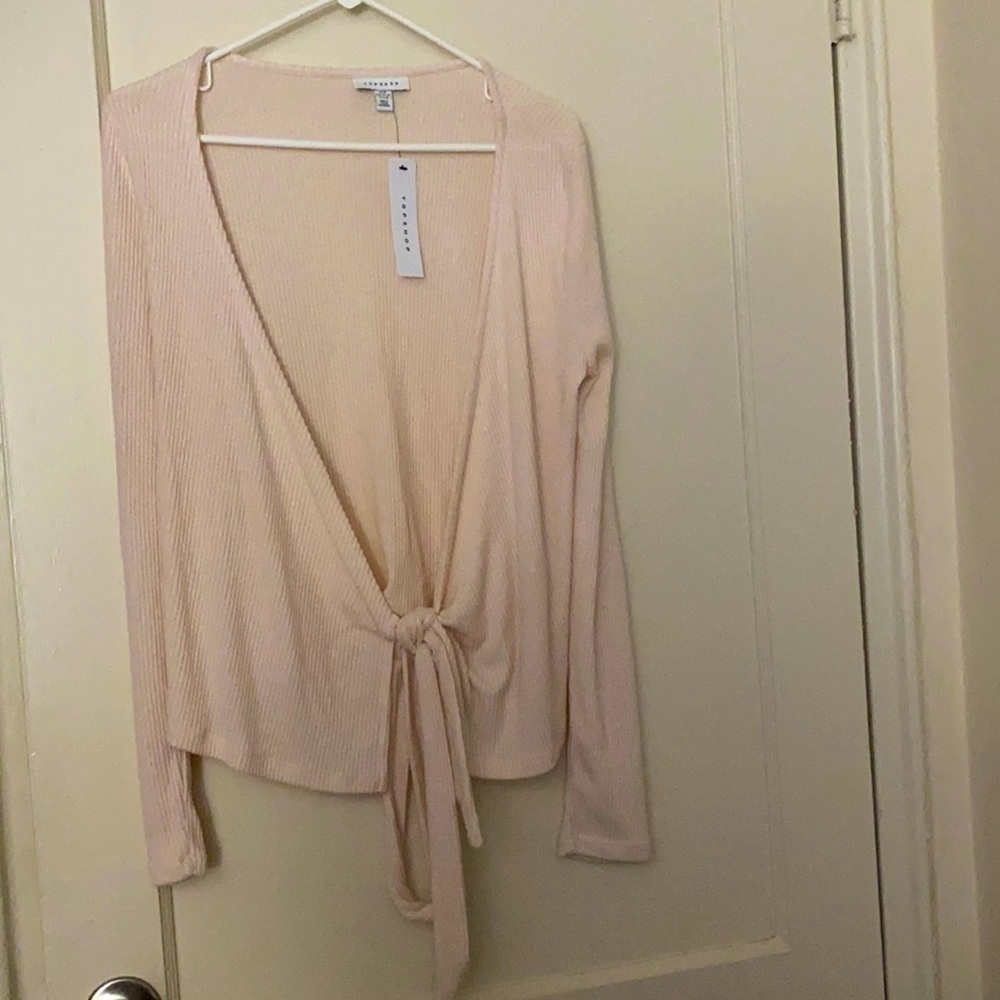 NWT Topshop cream wrap sweater top size: M (8-10)
